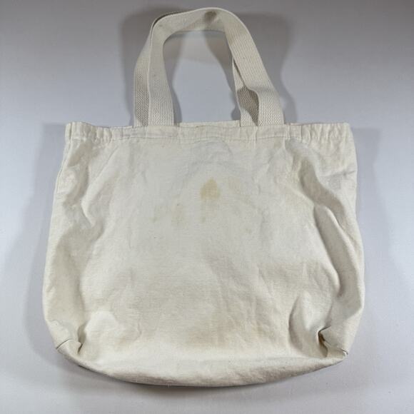 Vintage 90s Sea life Fish Ocean Eco Friendly Printed Canvas Tote Bag - Cream OS - Picture 4 of 10